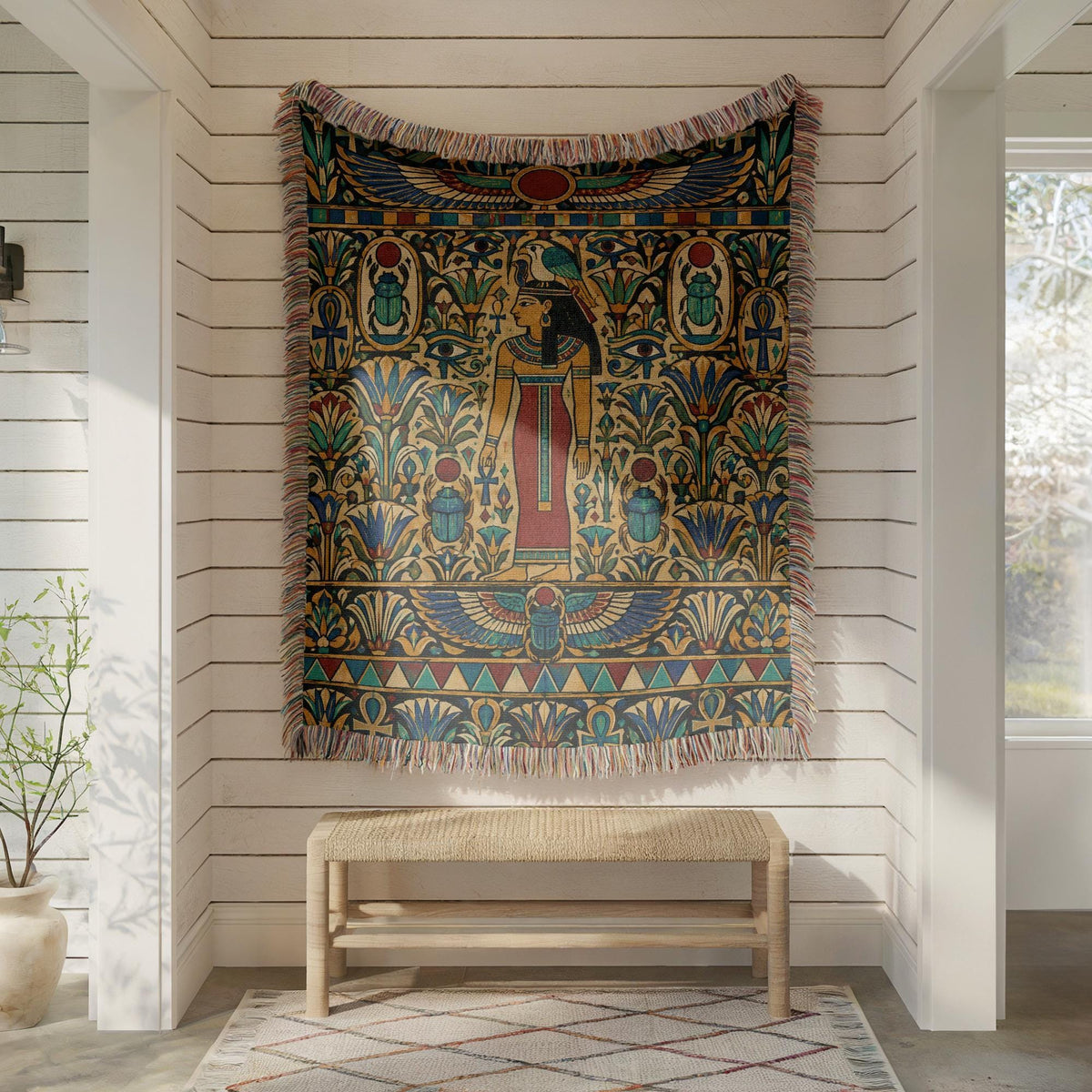 Egyptian Goddess Woven Blanket