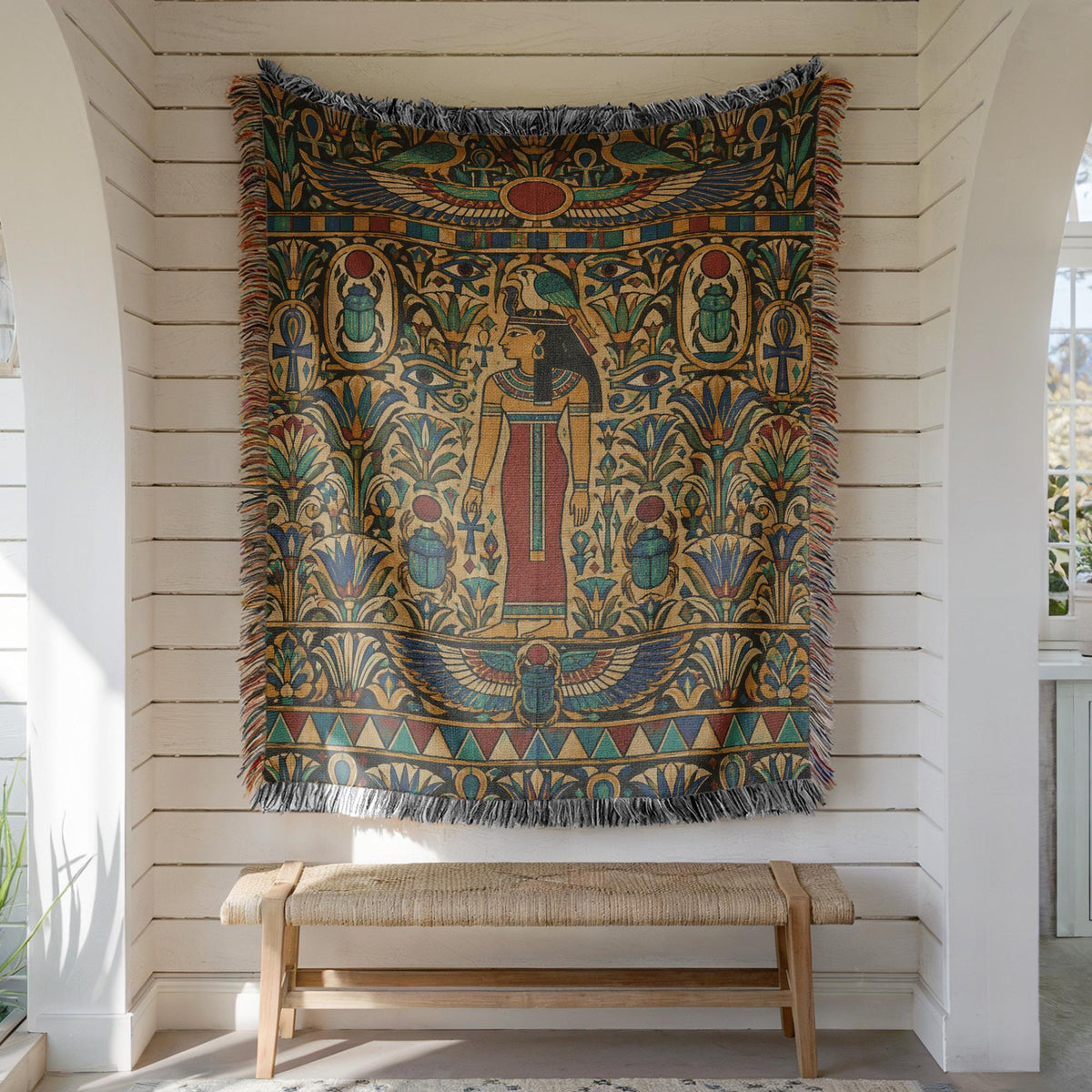 Egyptian Goddess Woven Blanket