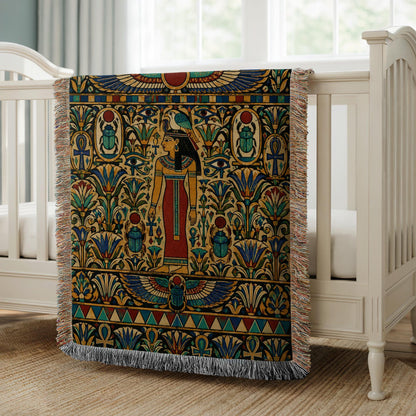 Egyptian Goddess Woven Blanket
