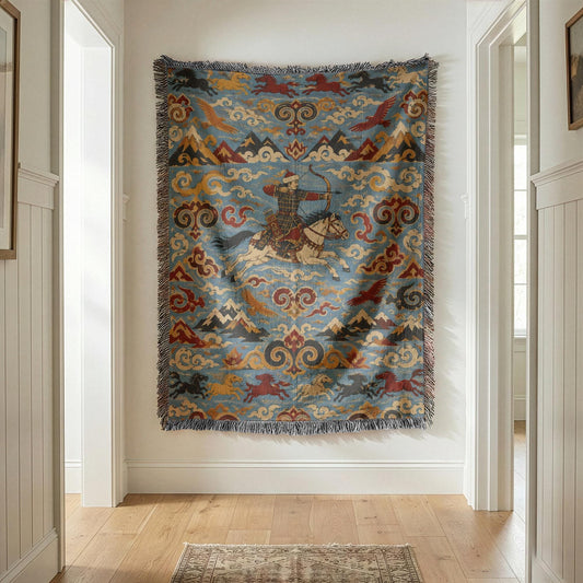 Mongolian Archer Woven Blanket