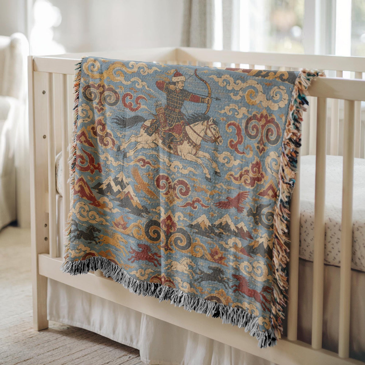 Mongolian Archer Woven Blanket