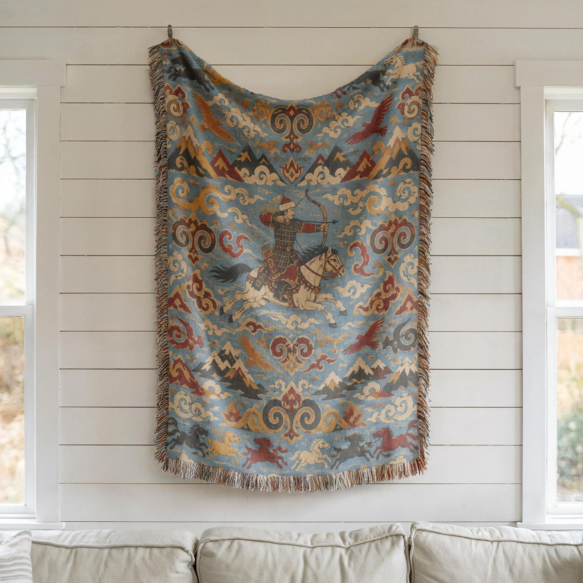 Mongolian Archer Woven Blanket