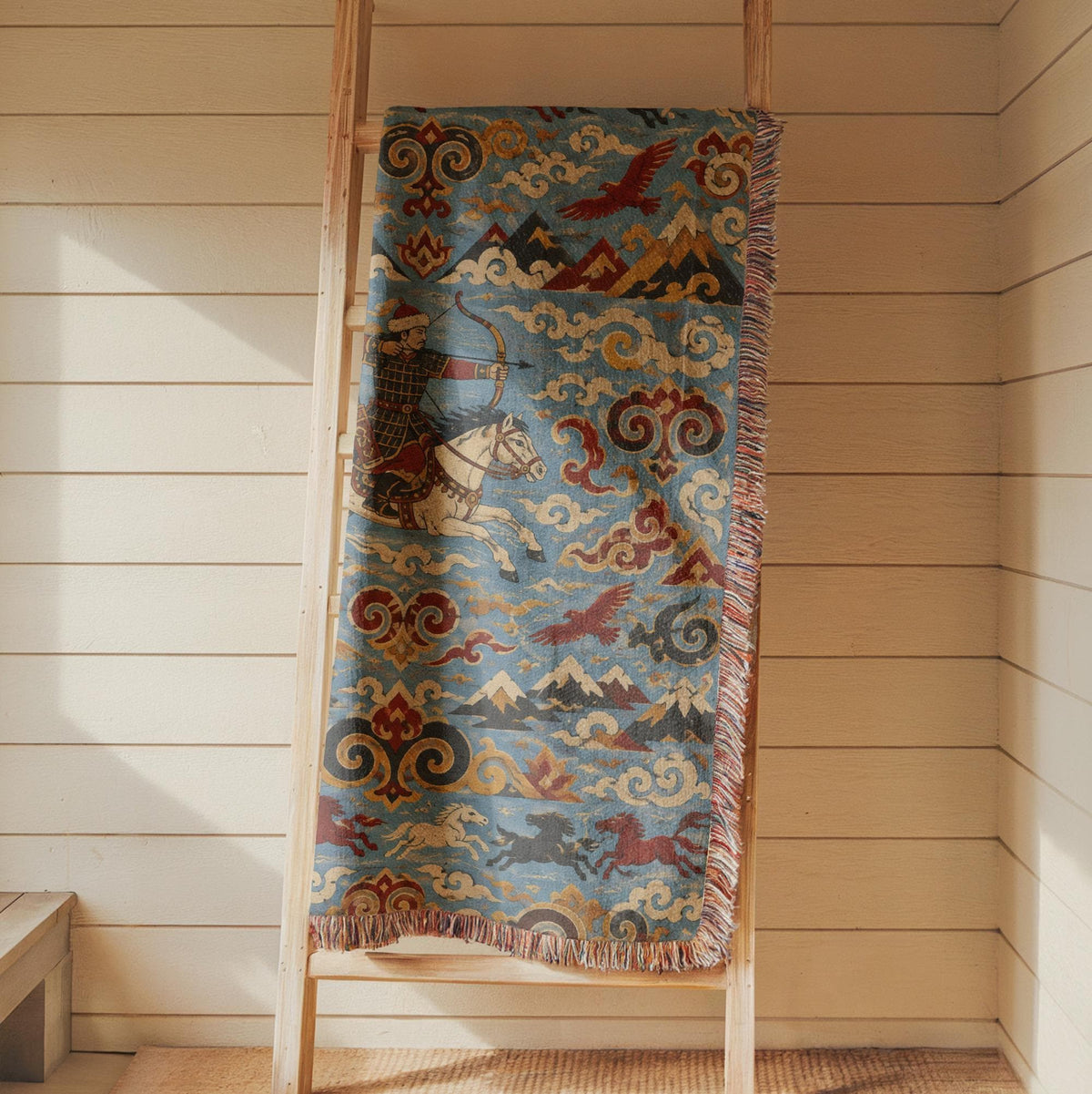 Mongolian Archer Woven Blanket
