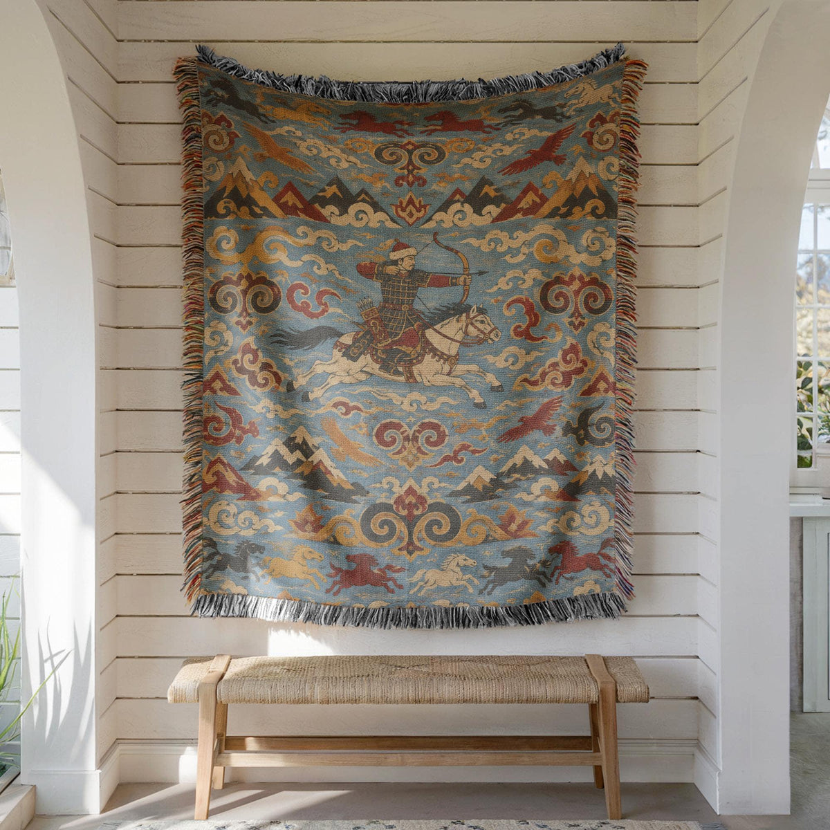 Mongolian Archer Woven Blanket