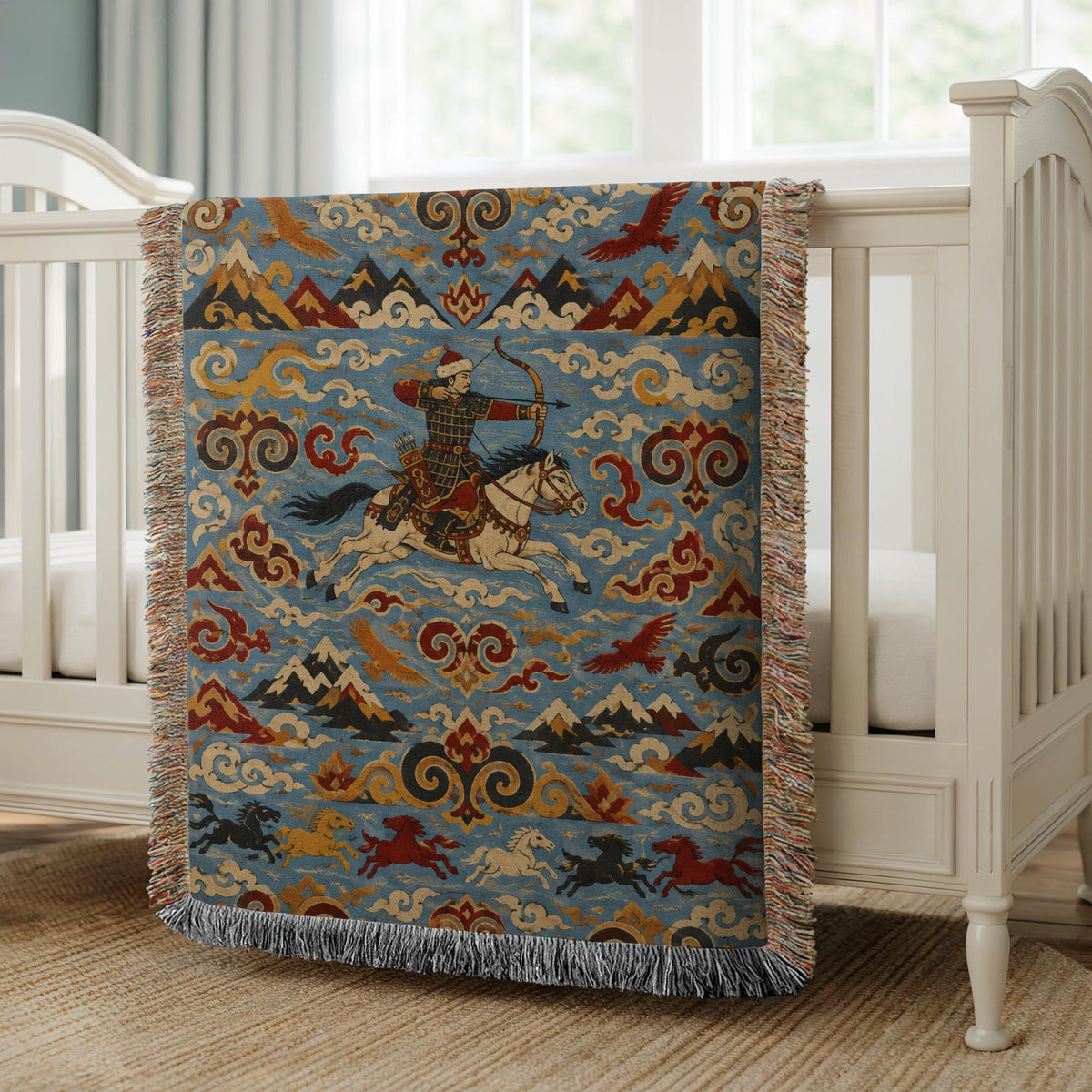 Mongolian Archer Woven Blanket