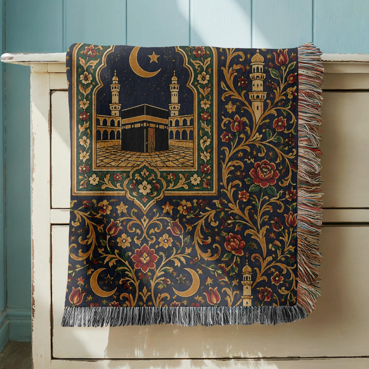 Kaaba Islamic Woven Blanket