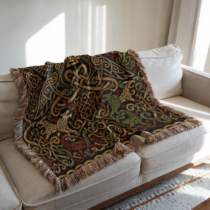 Odin Ravens Woven Blanket