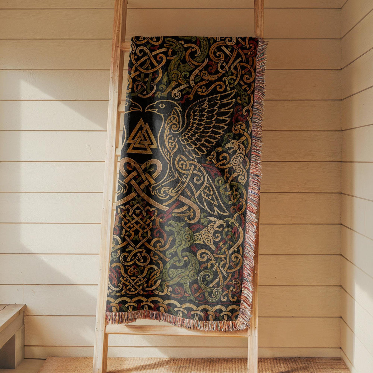 Odin Ravens Woven Blanket