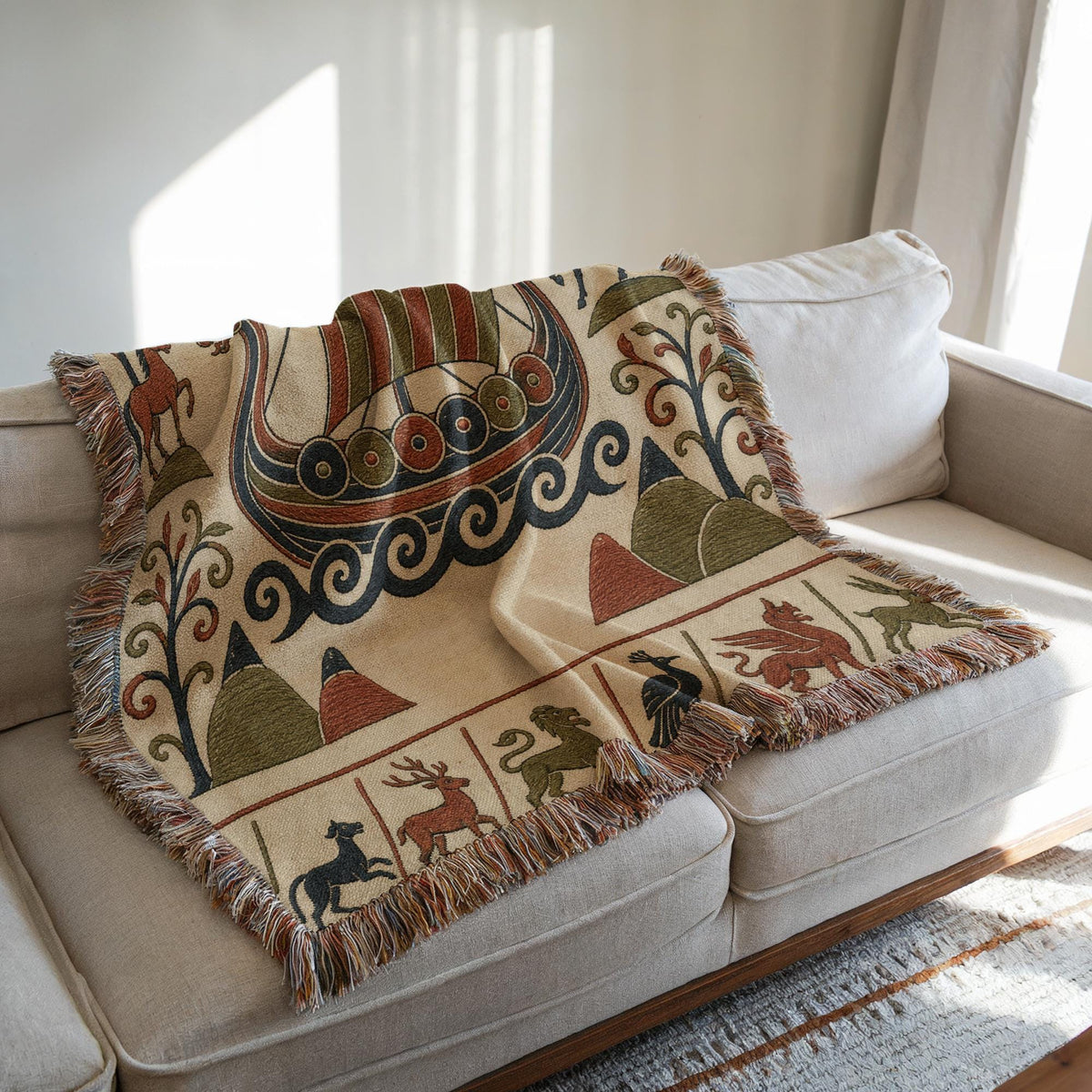 Viking Ship Woven Blanket
