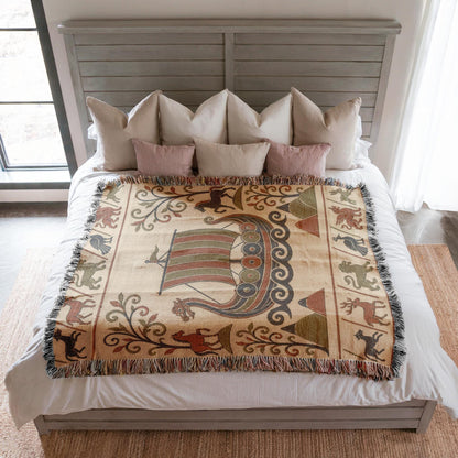 Viking Ship Woven Blanket
