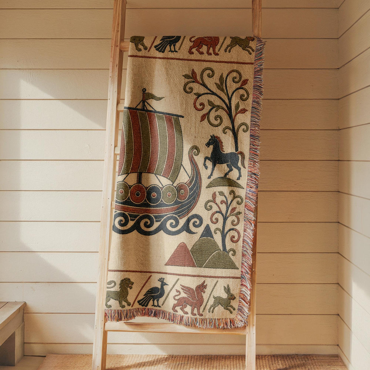 Viking Ship Woven Blanket