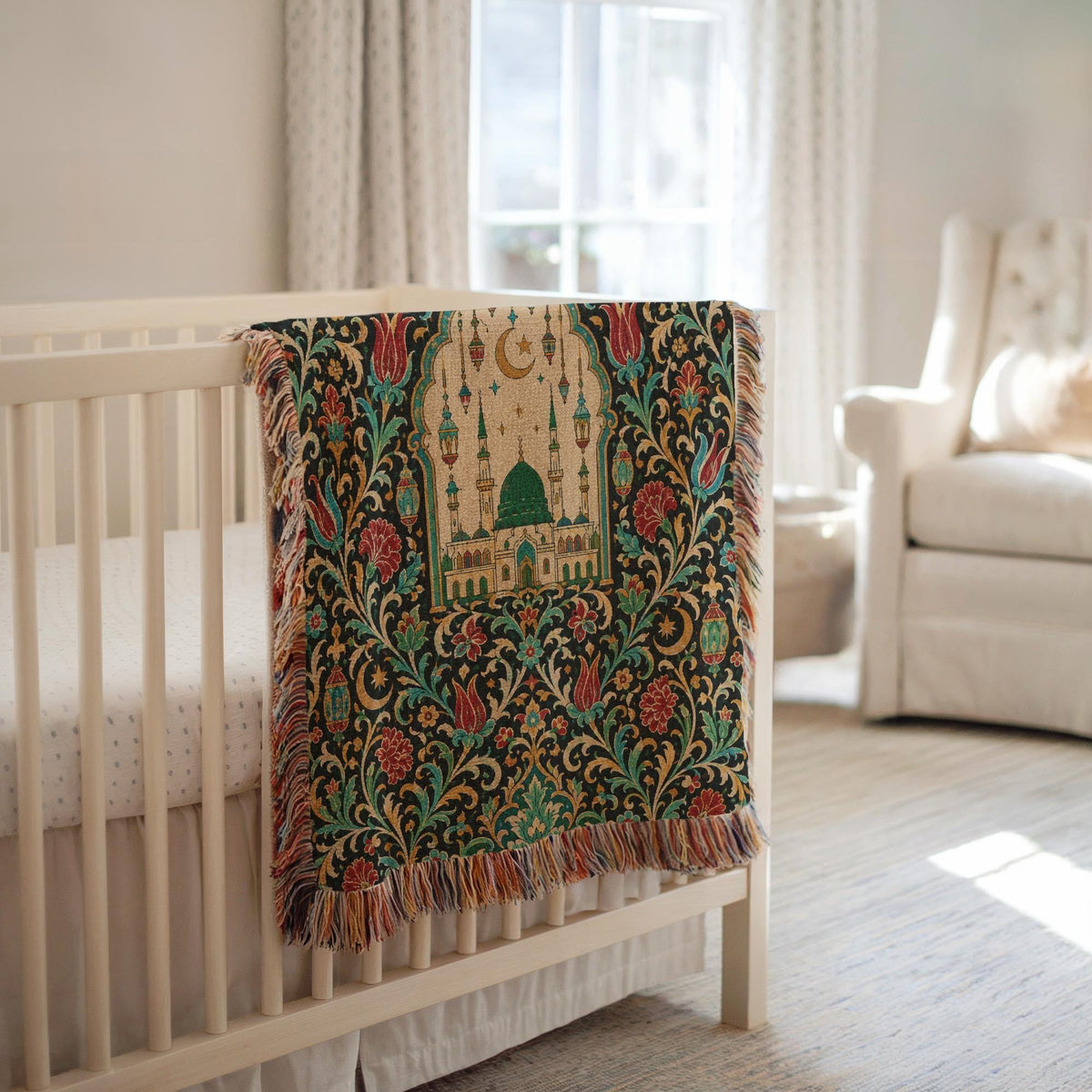 Green Dome Mosque Woven Blanket