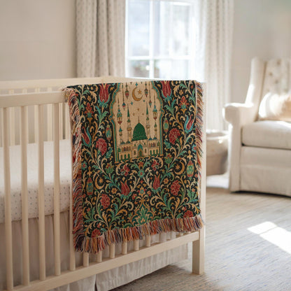 Green Dome Mosque Woven Blanket