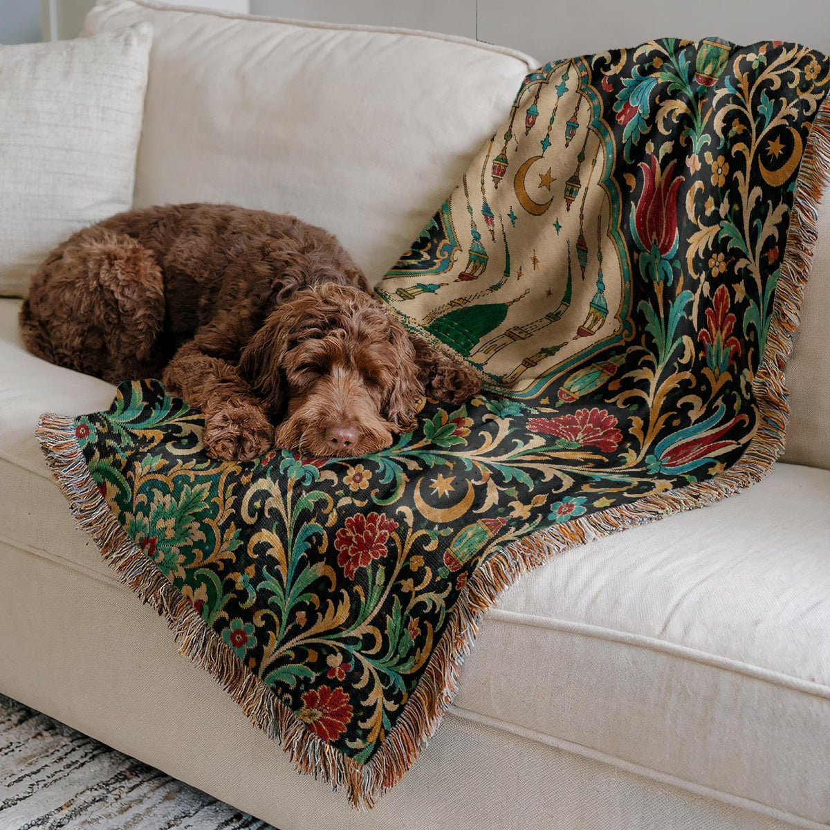Green Dome Mosque Woven Blanket