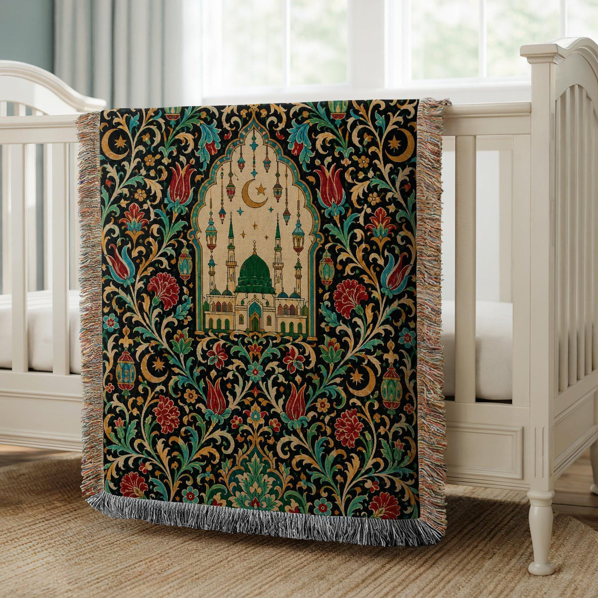 Green Dome Mosque Woven Blanket