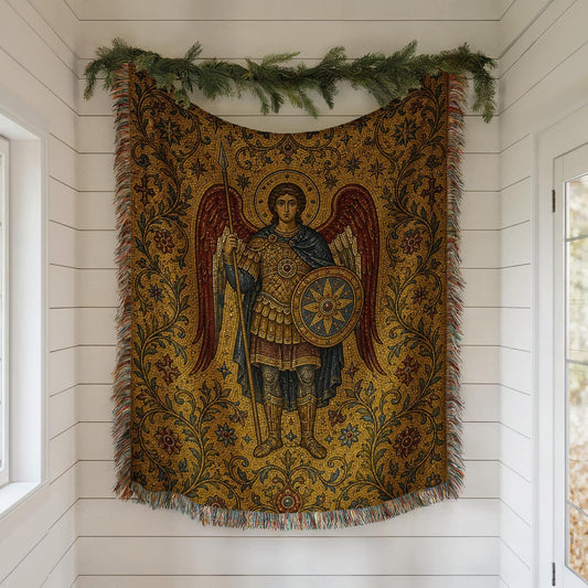Archangel Michael Woven Blanket
