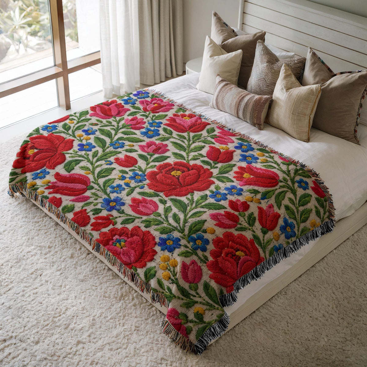 Hungarian Folk Woven Blanket