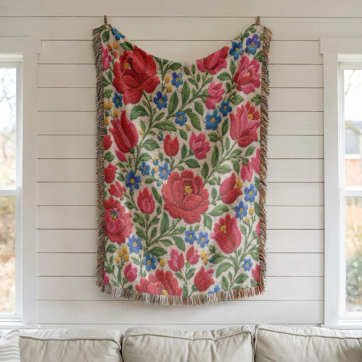 Hungarian Folk Woven Blanket