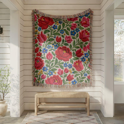 Hungarian Folk Woven Blanket