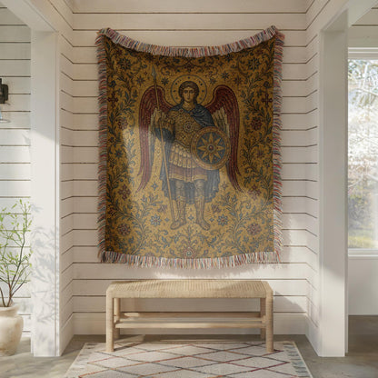 Archangel Michael Woven Blanket