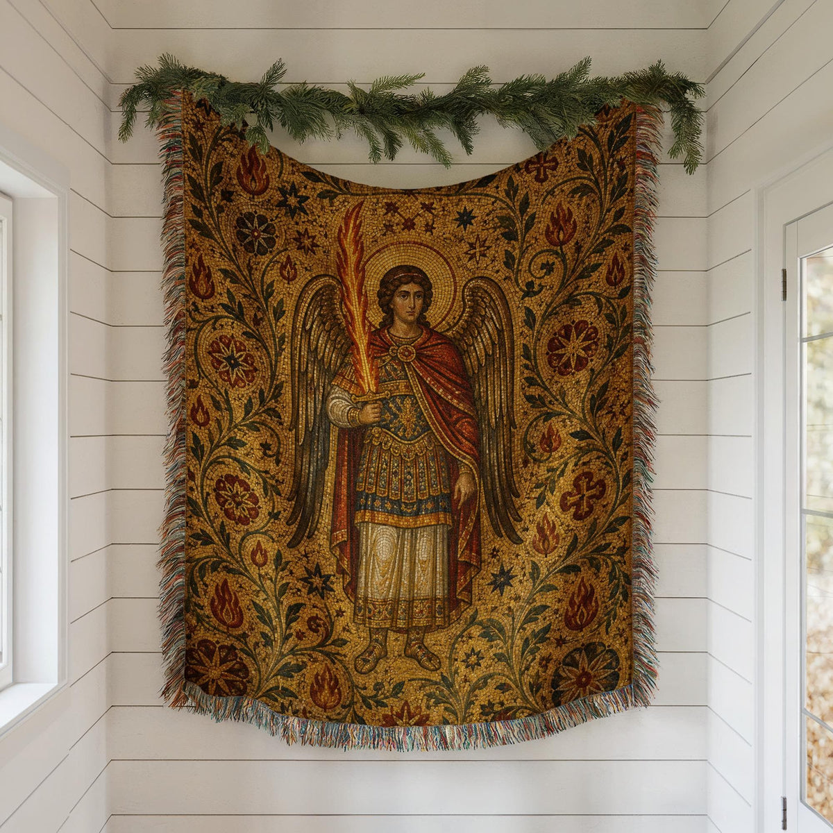 Archangel Michael Woven Blanket