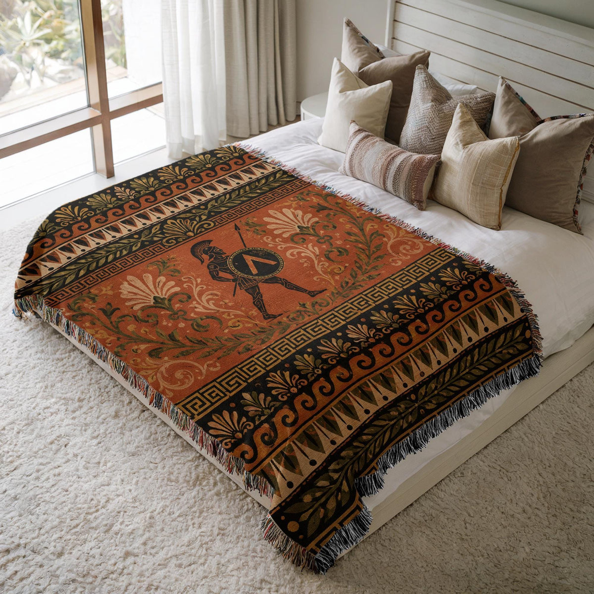 Spartan Warrior Woven Blanket