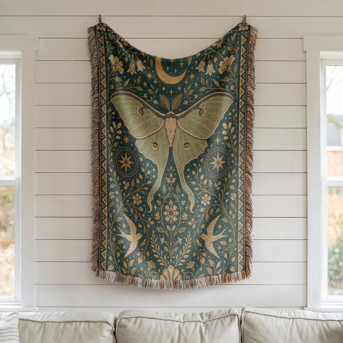 Luna Moth Woven Blanket
