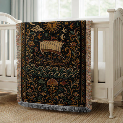 Greek Ship Woven Blanket