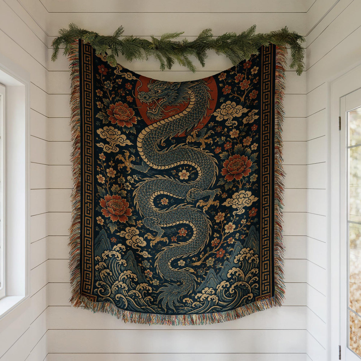 Chinese Dragon Woven Blanket