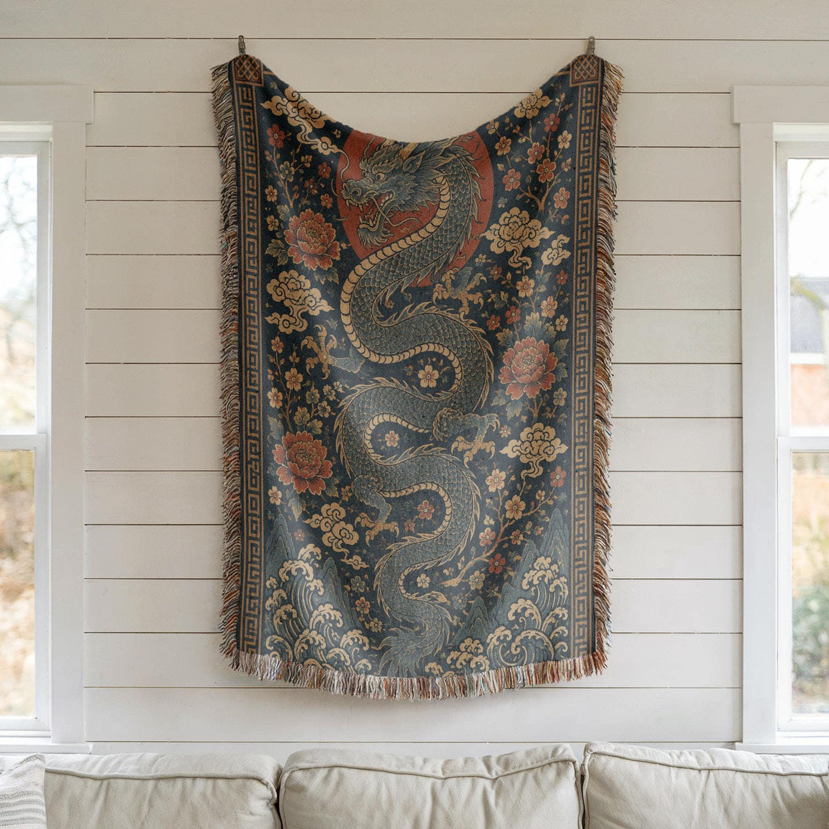 Chinese Dragon Woven Blanket