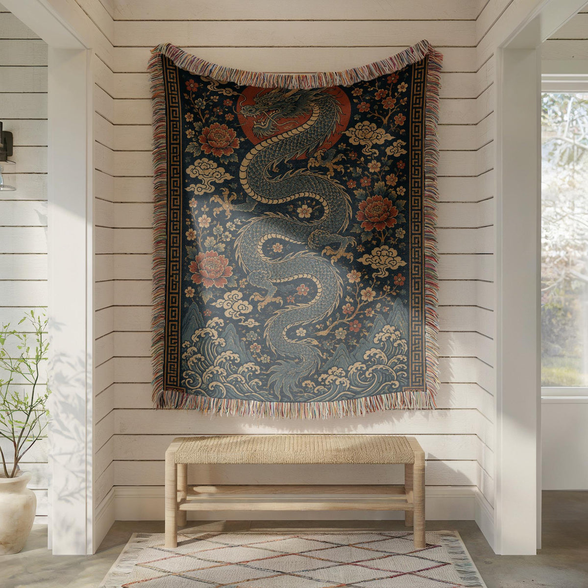 Chinese Dragon Woven Blanket