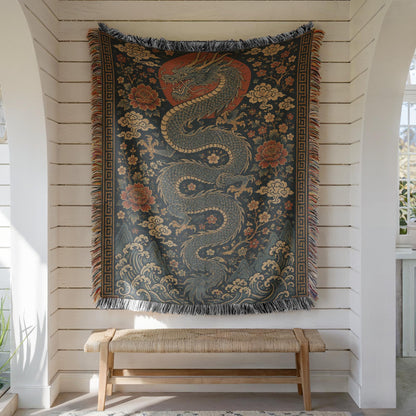 Chinese Dragon Woven Blanket