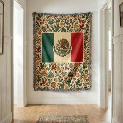 Mexico Flag Woven Blanket