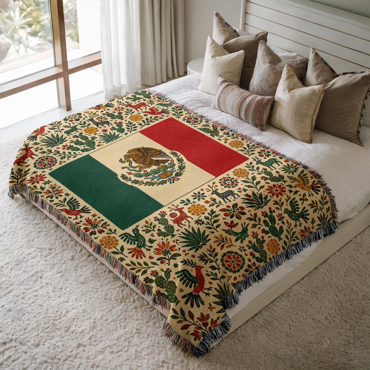 Mexico Flag Woven Blanket