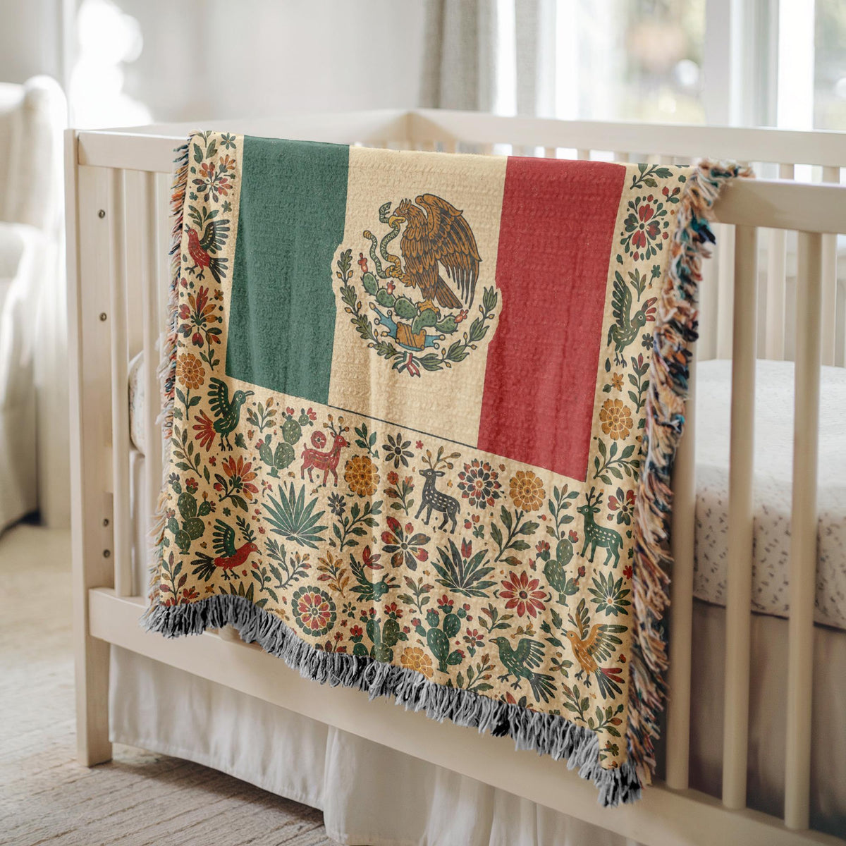 Mexico Flag Woven Blanket