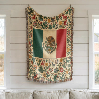 Mexico Flag Woven Blanket