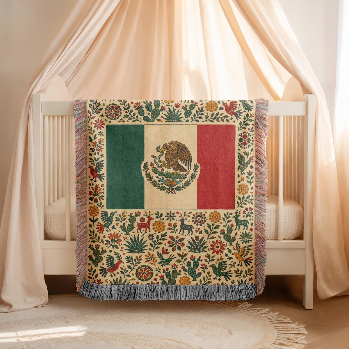Mexico Flag Woven Blanket