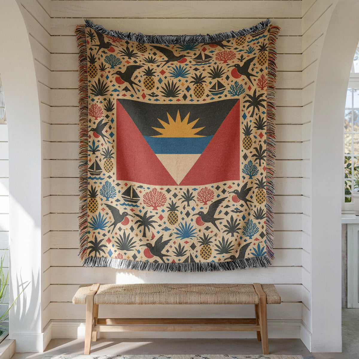 Antigua Barbuda Flag Woven Blanket