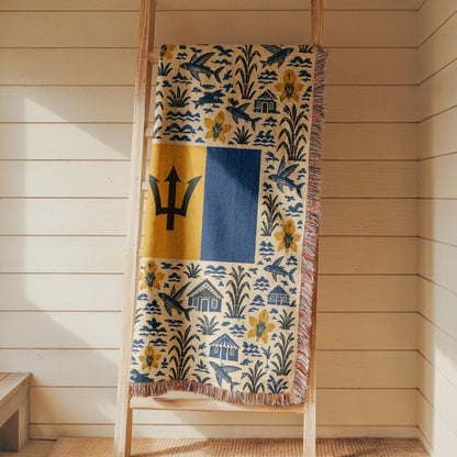 Barbados Flag Woven Blanket