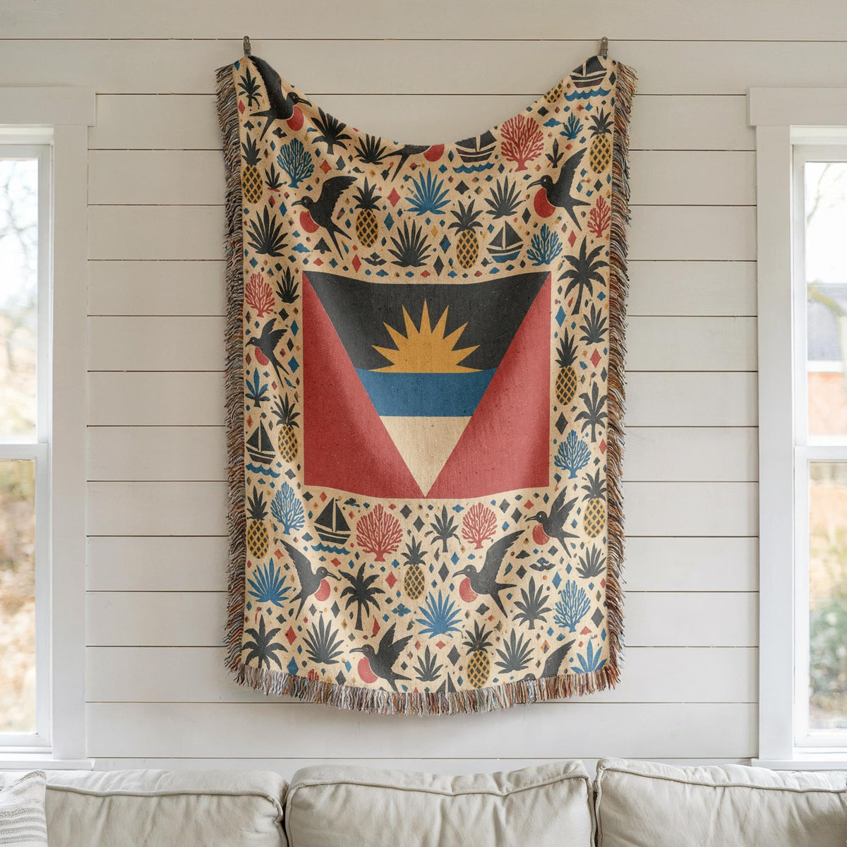 Antigua Barbuda Flag Woven Blanket