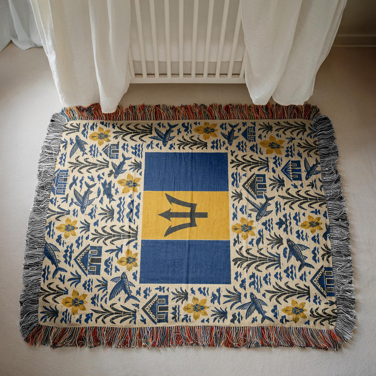 Barbados Flag Woven Blanket