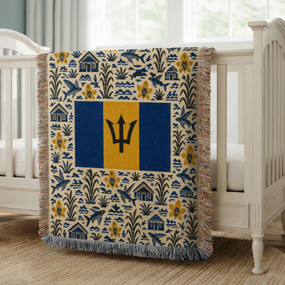 Barbados Flag Woven Blanket