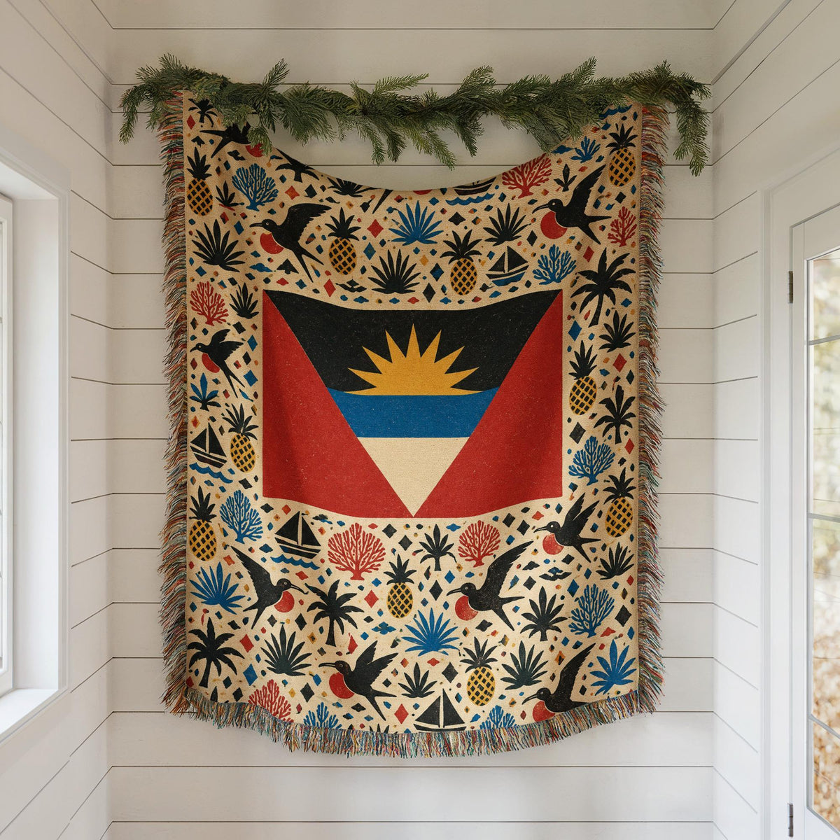 Antigua Barbuda Flag Woven Blanket