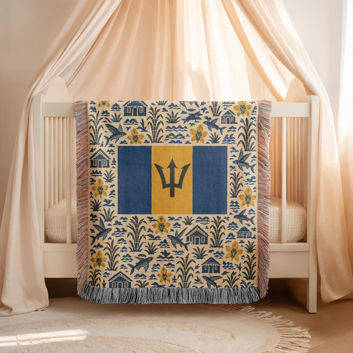 Barbados Flag Woven Blanket