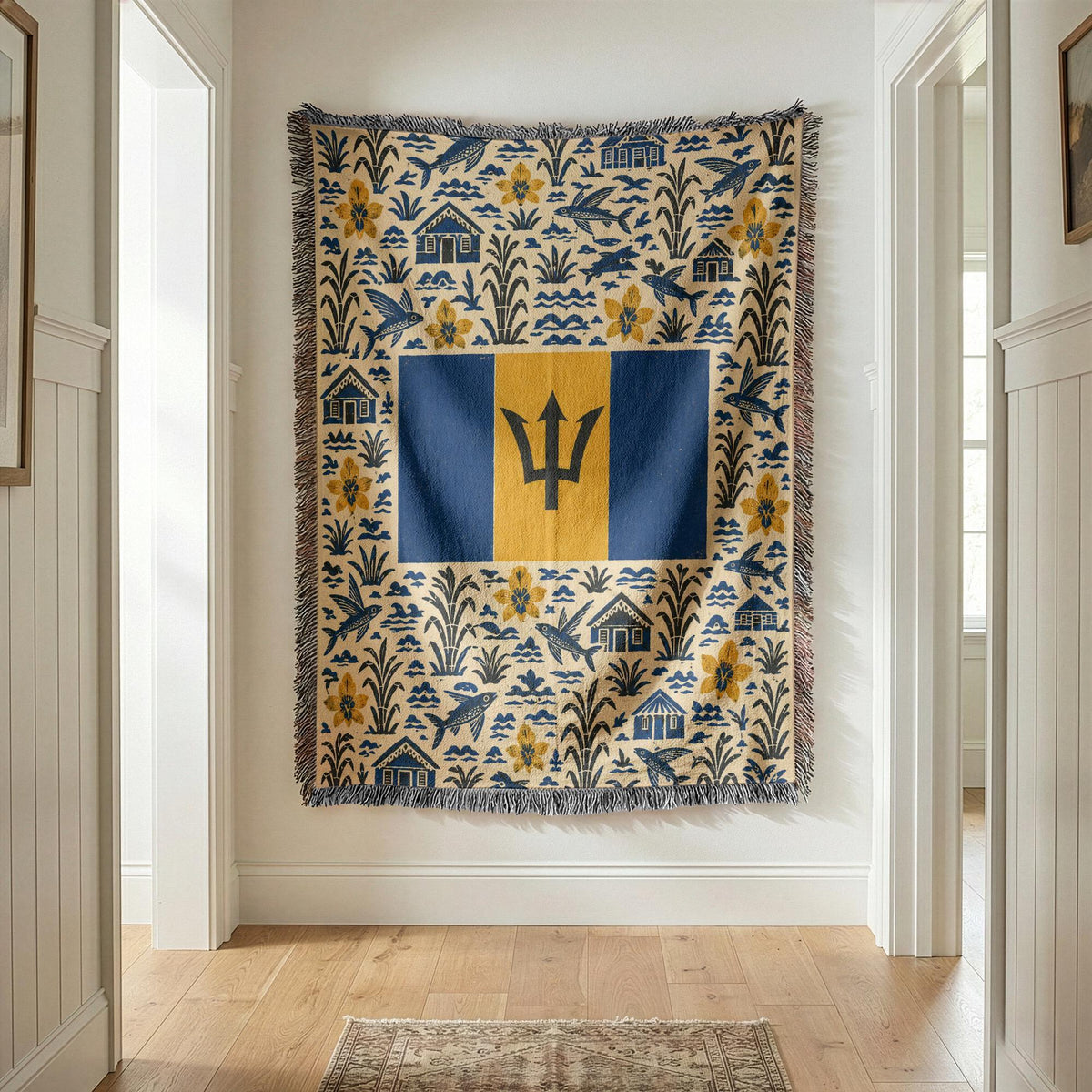 Barbados Flag Woven Blanket
