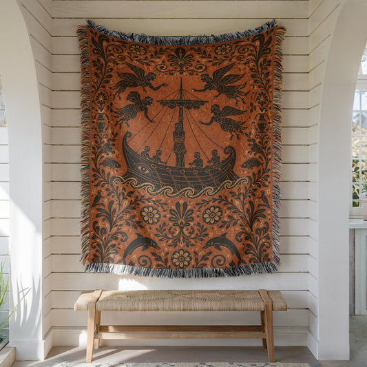 Odysseus Sirens Woven Blanket