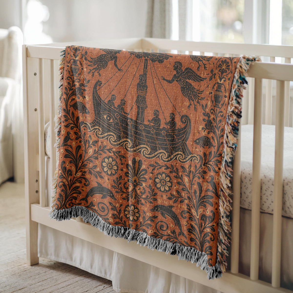 Odysseus Sirens Woven Blanket