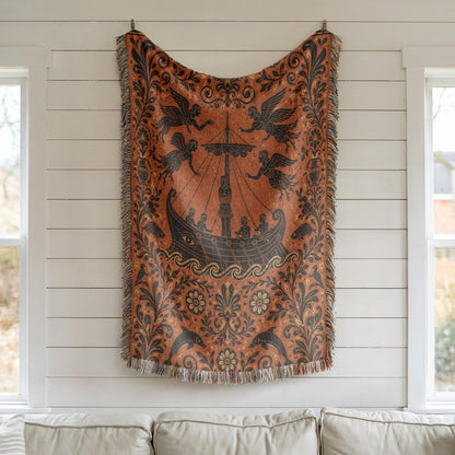Odysseus Sirens Woven Blanket