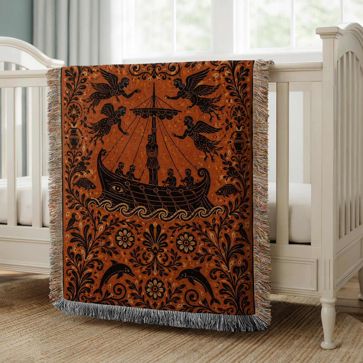 Odysseus Sirens Woven Blanket