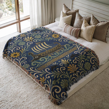 Greek Ship Woven Blanket
